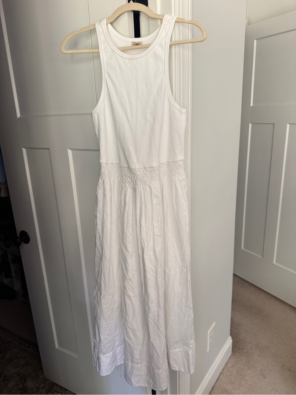 Faherty White ribbed sleeveless tank maxi dress